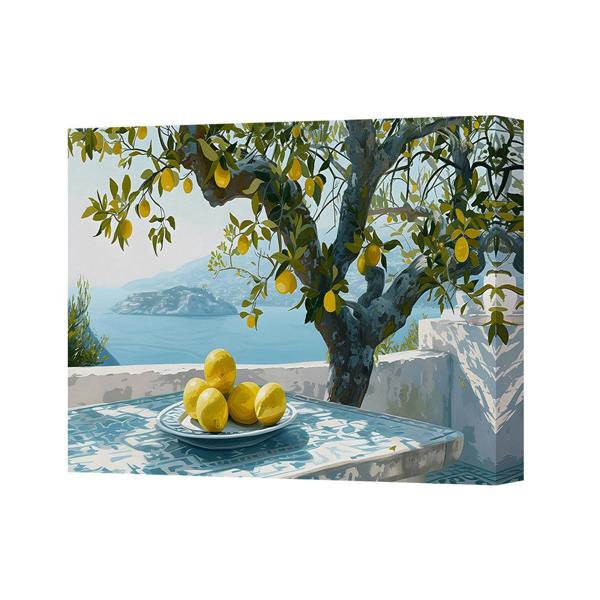 Benjamin Tate Design Lemon Tree Terrace Canvas Wall Art Ocean View Landscape Decor