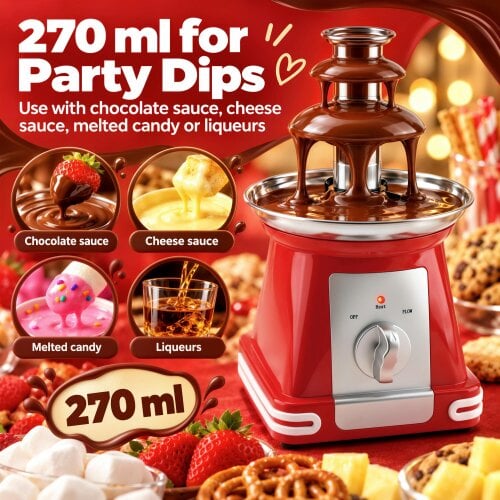 HOMCOM 3-Tier Stainless Steel Chocolate Fountain with Hot Melting Pot Base