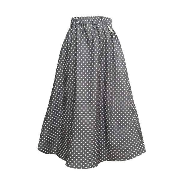 Frock Tales Sovereign Skirt With Pockets In Charcoal Polka-dot