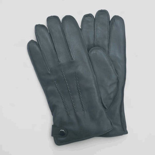Infinity Leather Men’s Leather Wool Lined Snap Button Closure Winter Gloves