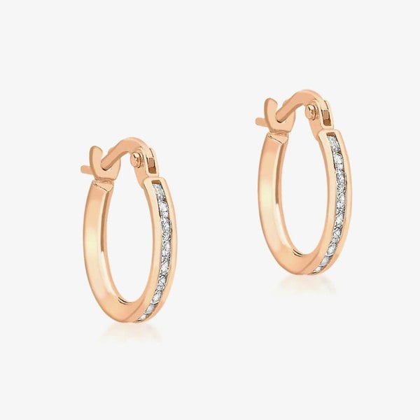 T. H. Baker 9ct Rose Gold Cubic Zirconia Hoop Earrings 5.58.8369