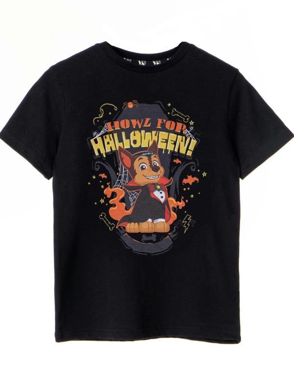 Paw Patrol Boys Black Howl For Halloween Short Sleeved T-Shirt
