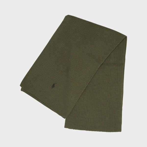 Ralph Lauren Signature Pony Wool Scarf Army Olive Heather