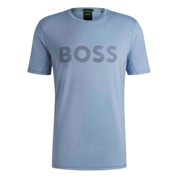 Boss Mens Striped Logo Regular T-Shirt - Blue - 