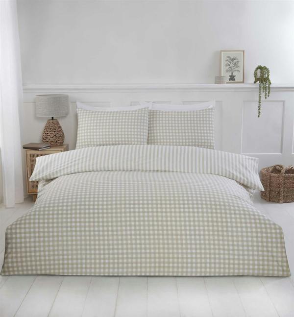 Gingham Natural Duvet Cover Set
