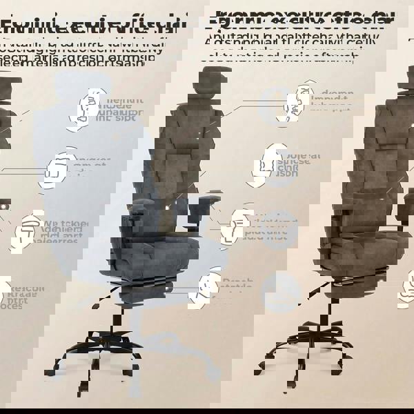 Levede Executive Ergonomic Office Chair Suede Fabric Wide Seat 155° Recline Footrest