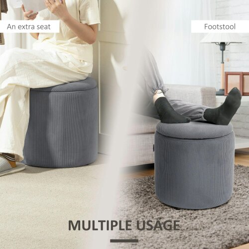 Wyld Haus Seleco Set Of 2 Corduroy Grey Round Storage Ottomans