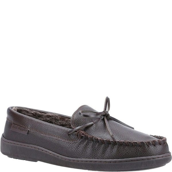 Hush Puppies Mens Ace Leather Slippers - Brown