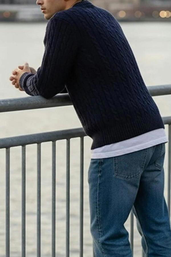 WOVCOR Crew Neck Thick Knit Men's Sweater