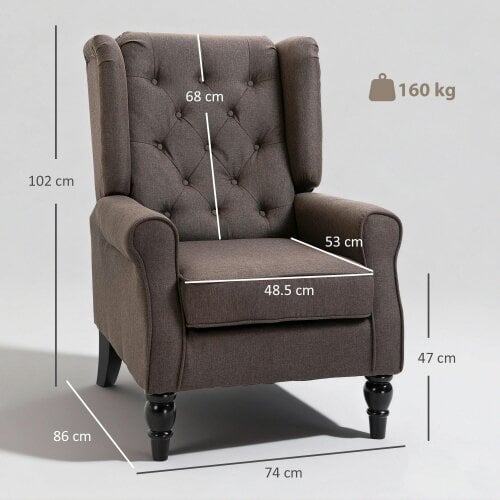 Wyld Haus Mizi Fabric Brown Wingback Accent Chair With Button Tufted Upholstery