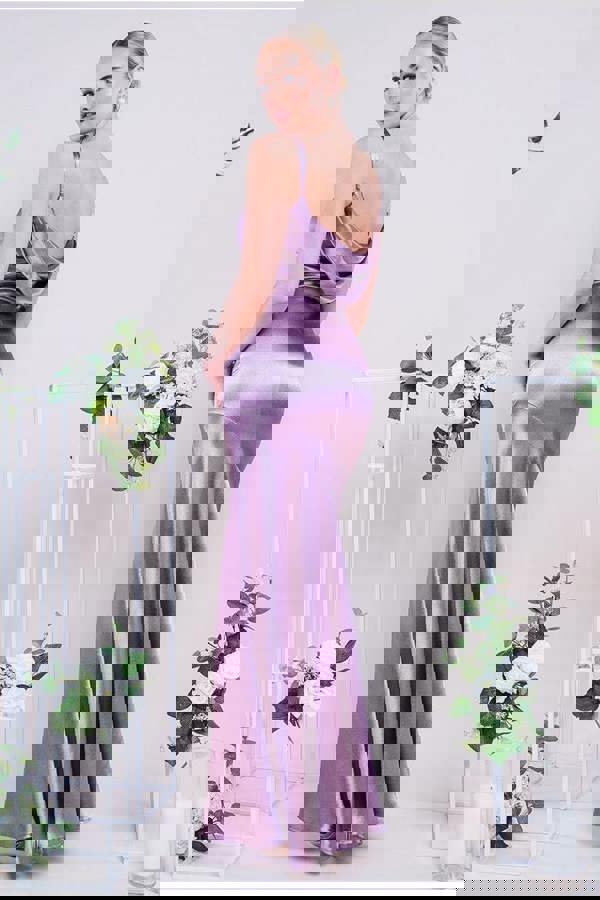 Cowl Back Satin Maxi Dress - Rosepink DR3920