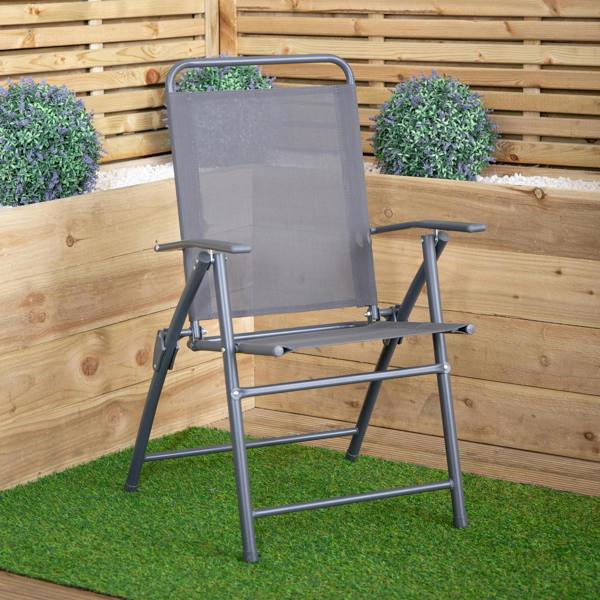 Samuel Alexander Multi-Position Folding Garden Patio Single Chair in Grey