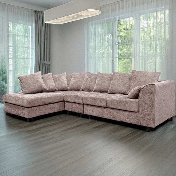 Furnishings For Less Monaco Chenille Fabric 5 Seater L Shaped Corner Sofa