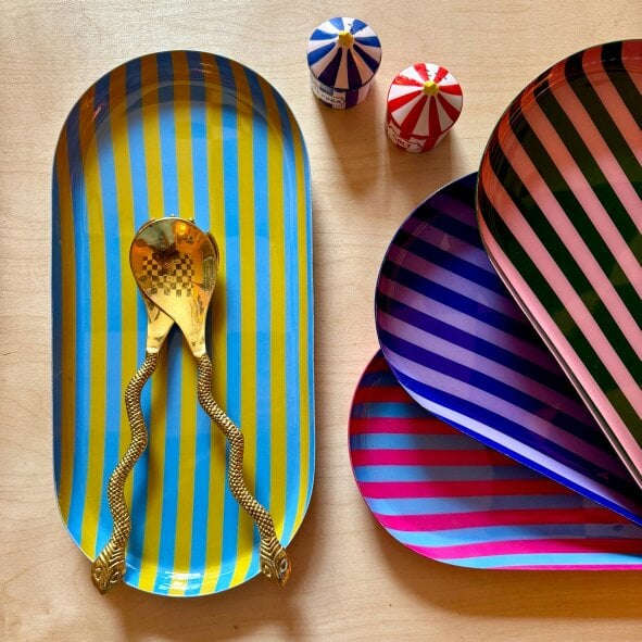 Love Frankie Large Stripy Oval Trays - 5 Colours Available