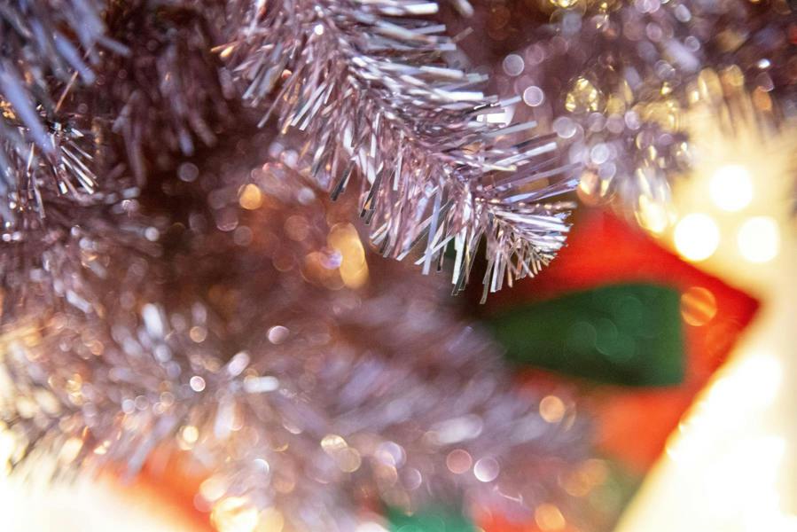 4ft to 7ft Rose Gold Artificial Christmas Trees with Shiny Tinsel Finish and Hinged Branches image 5