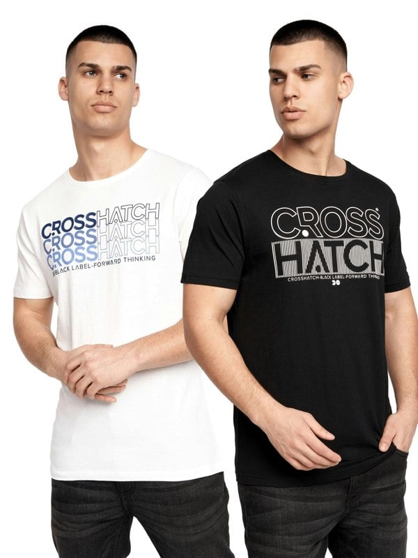 Crosshatch Arnio T-Shirt 2pk Black/White