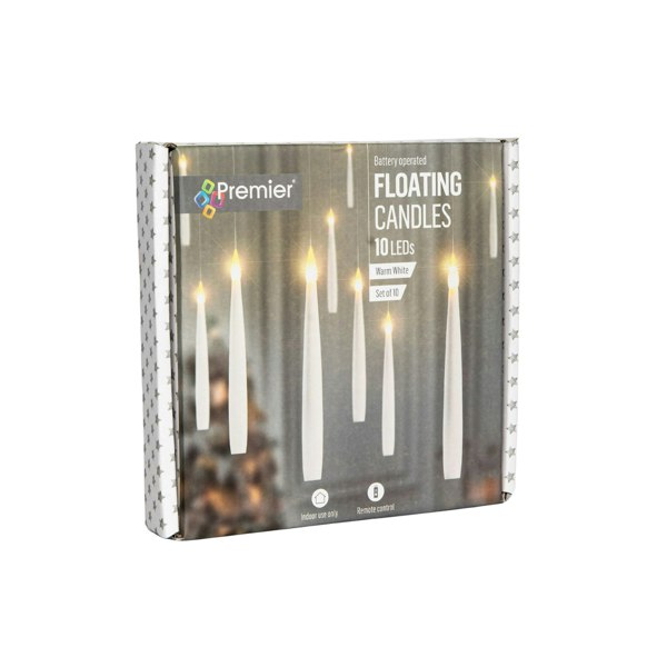 Samuel Alexander Set of 10 15cm Floating White LED Battery Candles in Warm White with Remote Control