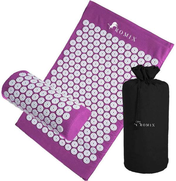 ROMIX Acupressure Mat and Pillow Set with Carry Bag, Spike Massage Mat for Back, Neck and Feet Relaxation
