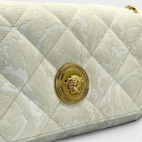 Supplied Fashion Versace Medusa Head shoulder bag in beige with quilted fabric and gold-tone hardware detail