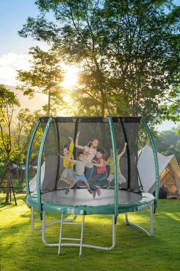Living and Home 10FT Outdoor Enclosure Trampoline with Ladder,Suitable for Children and Adults, Outdoor Safe Trampoline