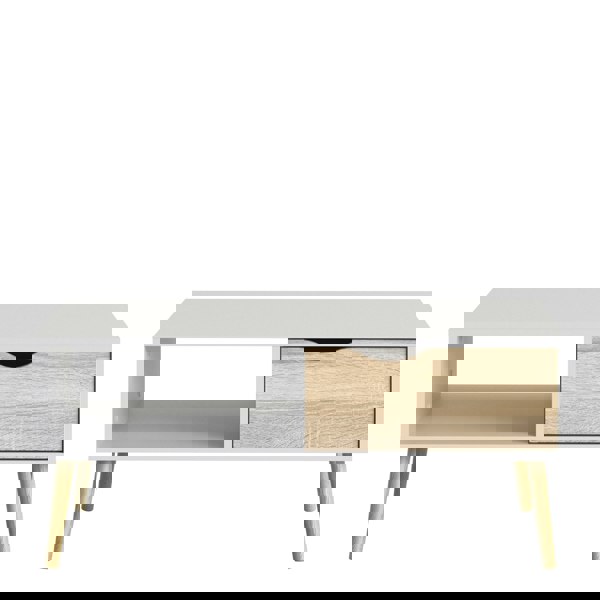 Furniture To Go Oslo Coffee Table 1 Drawer 1 Shelf in White and Oak