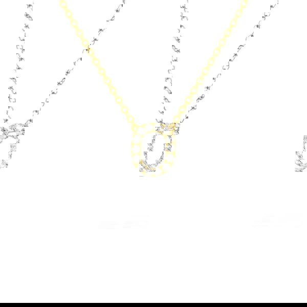 Say It With Dainty CZ Block Initial Necklace - Yellow Gold Plated