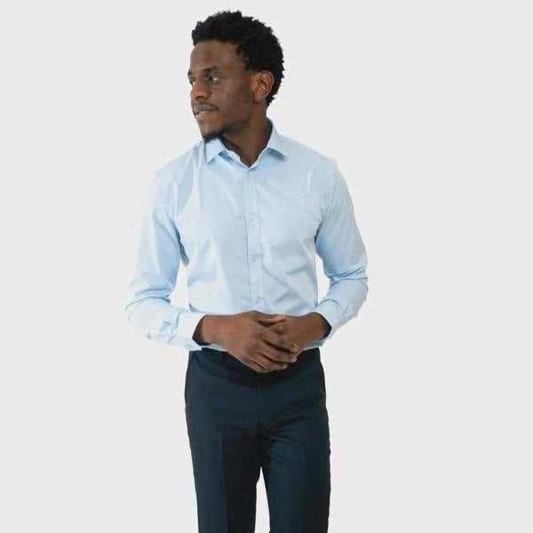 Charles Grey Louie Bamboo Stretch Long Sleeve Shirt - Sky Blue