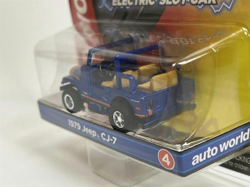 Auto World Slot Cars 1979 Jeep CJ-7 Blue HO Scale Slot Car X Traction Auto World SC368-4