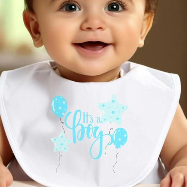 Personalised Blue It's a Boy Baby Grow, Vest or Bib with Name