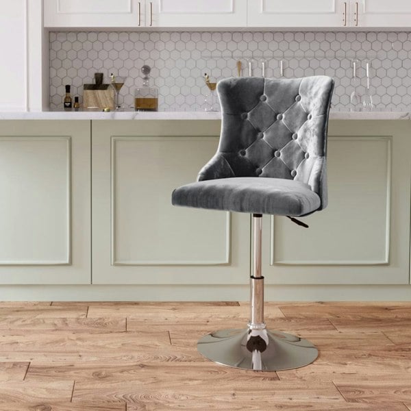 Swivel Velvet Barstool with Ajustable Lift Height Bar Stools Living and Home