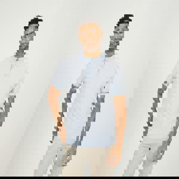 Brave Soul Light Blue Jacquard Polo Shirt - Light Blue Image 1