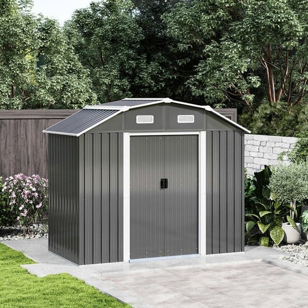 Large Galvanized Steel Acrylic Storage Shed Living and Home Grey 