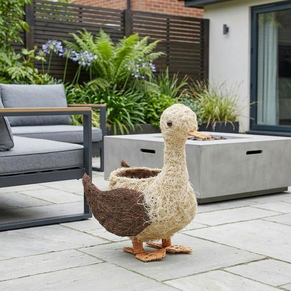 Garden Greatness Daphne Rattan Decorative Duck Planter