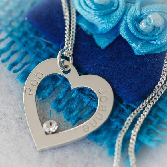 Christopher James of London 9ct White Gold Personalised Heart Necklace With CZ Crystal