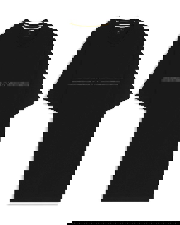 BOSS Orange Mens Metallic Stripe Logo T-Shirt - Black 005