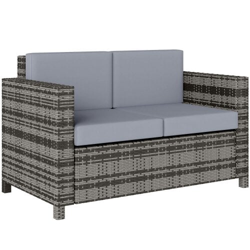 Wyld Haus Noluha Grey Rattan 2 Seater Outdoor Sofa With Armrests