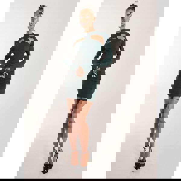 Pink Vanilla Popcorn Scoop Racer Long Sleeve Mini Dress