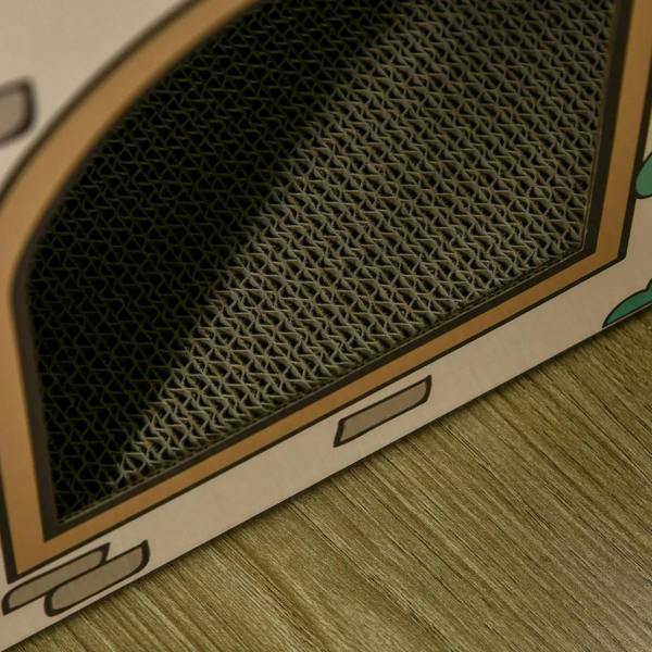 Close-up of corrugated scratching board texture in brown frame