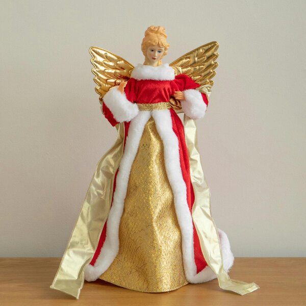 Samuel Alexander 45cm Traditional Christmas Angel Tree Topper Decoration in Red