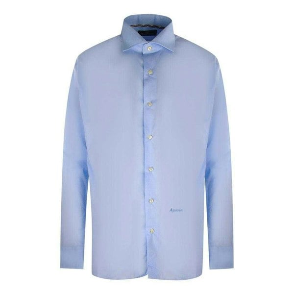 Aquascutum Mens Plain Branded Long-Sleeved Shirt - Blue