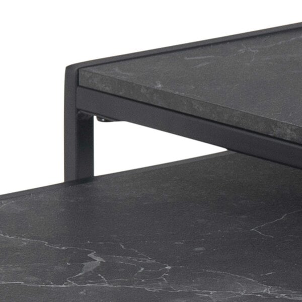 Wyld Haus Set of 2 Holbaeck Black Marble Effect Square Nesting Coffee Tables