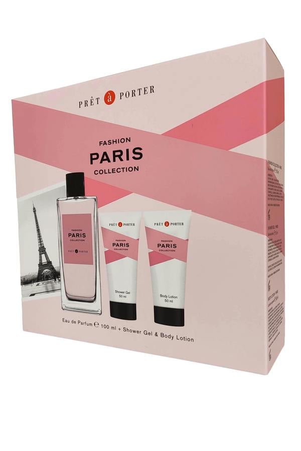 Pret a Porter PARIS Fashion Collection Eau de Parfum Spray 100ml Shower Gel 50ml and Body Lotion 50ml