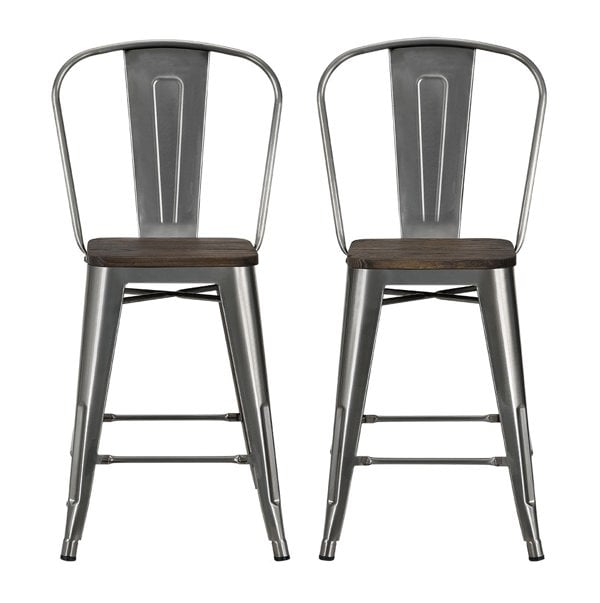 Dorel Home Luxor Counter Stool in Metal Copper - 2 pieces