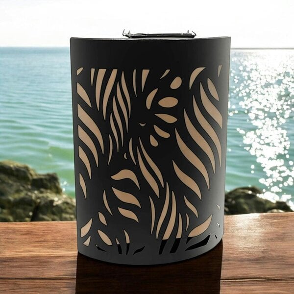 EDH Door Hardware Small Metal Curved Leaf Solar Wall Panel – 25.5 x 19 x 5.5 CM | Solar-Powered LED Outdoor Wall Art | Metal Garden Décor for Patio