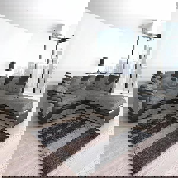 Furnishings For Less Dino Mixed Fabric Corner Sofa with Footstool