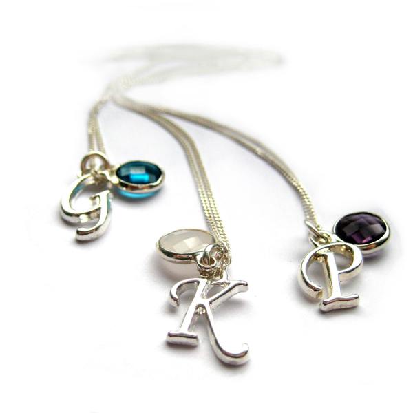 Personalised Initial Birthstone Necklace