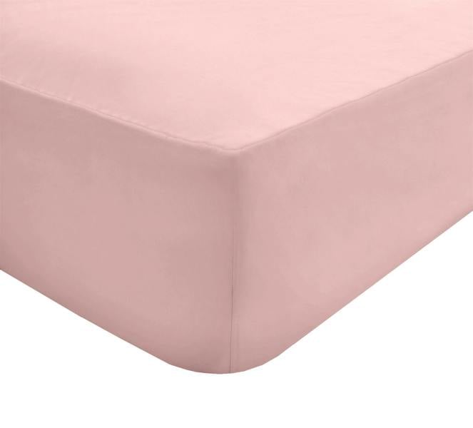 Smart Living Polycotton Bed Linen Luxury Fitted Bedsheet or Pillowcase Non Iron - Soft Pink