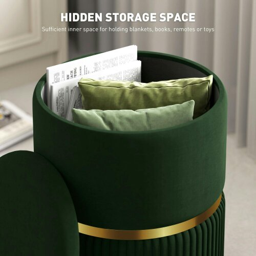 Wyld Haus Rapa Etched Velvet Green Storage Ottoman With Gold Detail