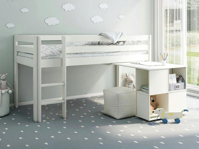 Nora Mid Sleeper Workstation Cabin White