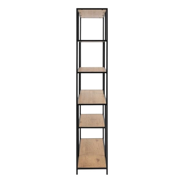 Wyld Haus El Paso Asymmetrical Black Bookcase 4 Wild Oak Effect Shelves